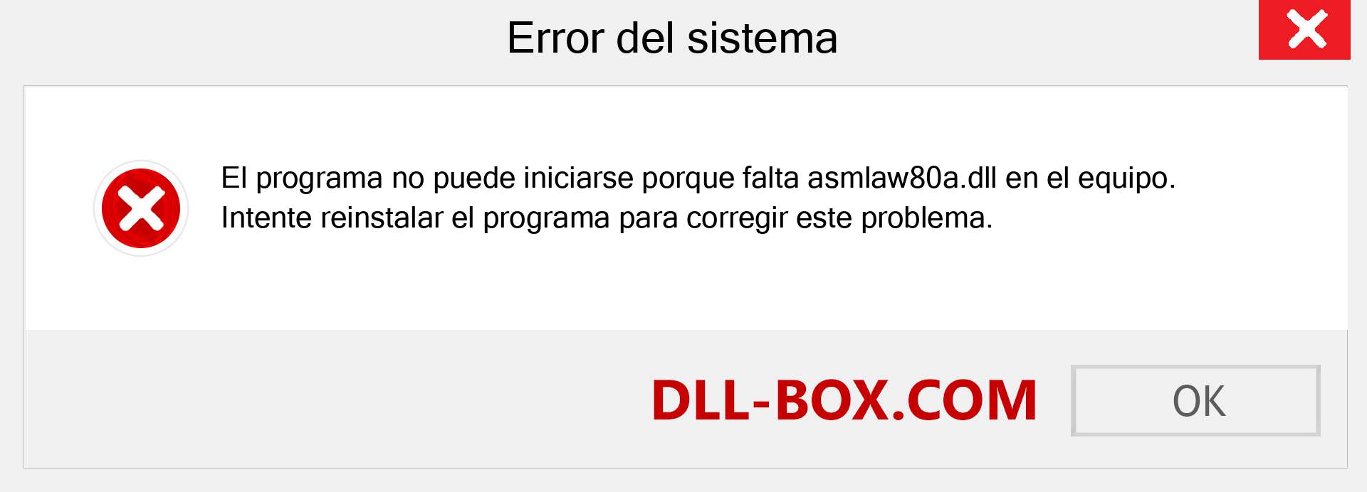 ¿Falta el archivo asmlaw80a.dll ?. Descargar para Windows 7, 8, 10 - Corregir asmlaw80a dll Missing Error en Windows, fotos, imágenes